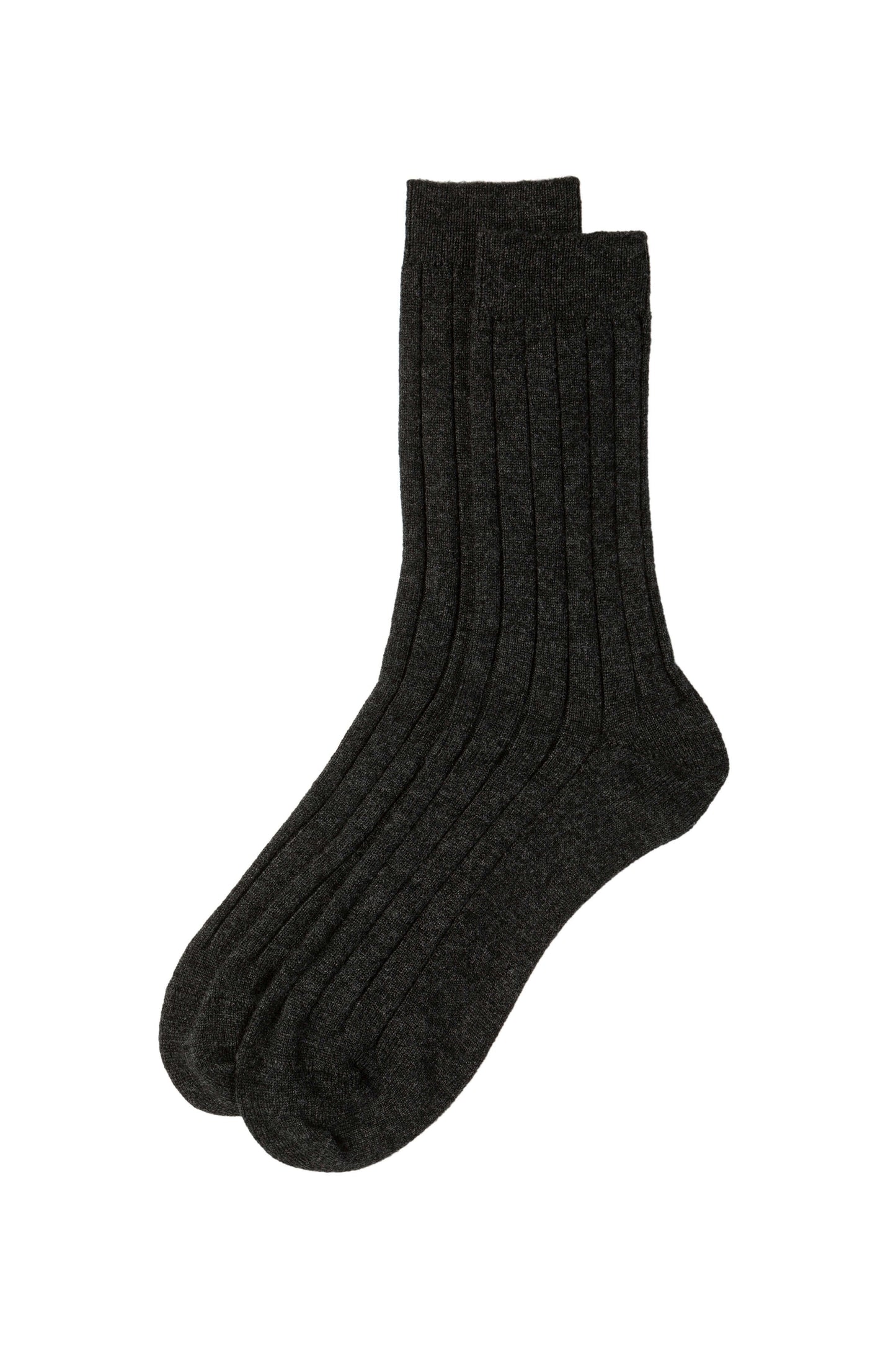 Charcoal Cashmere Ribbed Socks