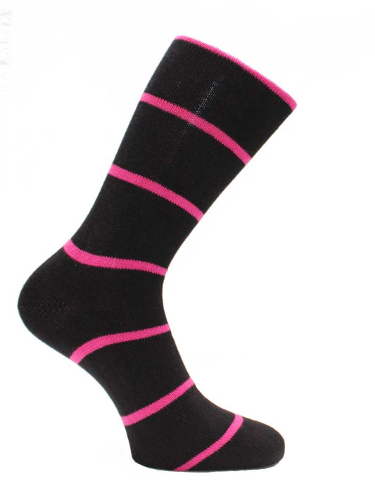 Old Cheltonians Pink and Black thin Striped Socks - Seamless Toe Design