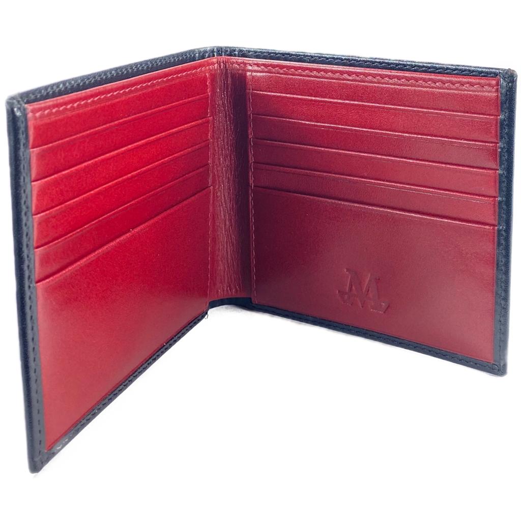 Classic Leather Wallet - Black with Red