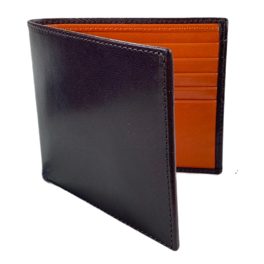 Classic Leather Wallet - Brown with Orange