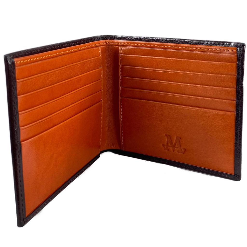 Classic Leather Wallet - Brown with Orange