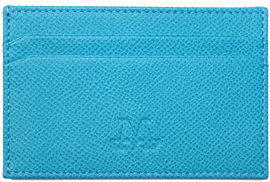 Electric Blue Leather Cardholder - Handmade with Suede Lining