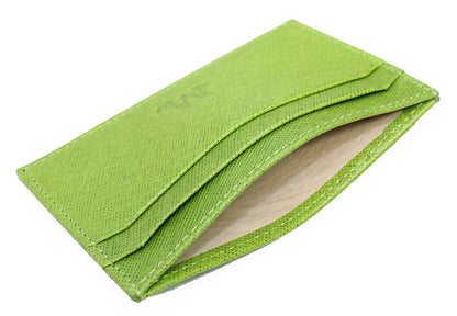 Lime Green Calf Leather Cardholder - Suede Lining 