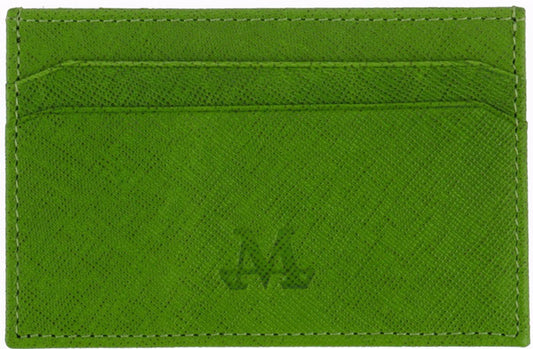 Lime Green Calf Leather Cardholder - Suede Lining 
