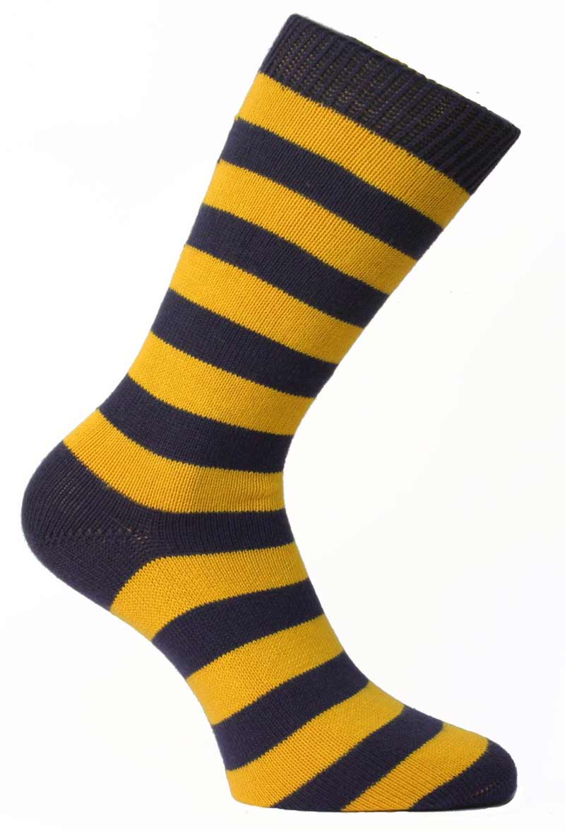 Ridgemount Yellow and Black Striped Socks - Hand-linked Seamless Toe