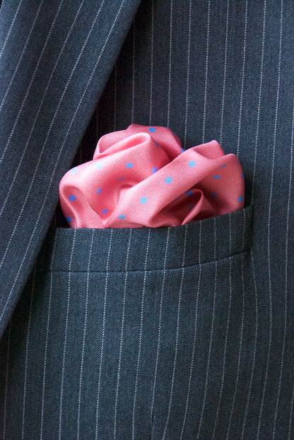 Salmon Pink with Blue Dots