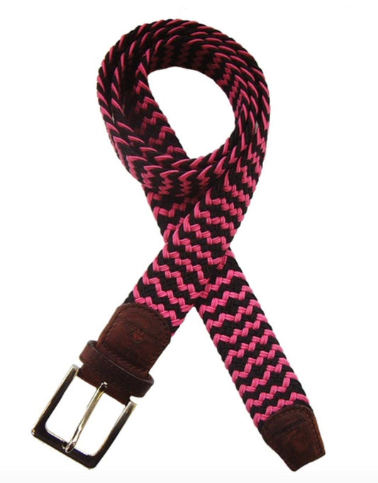 Pink and Black Woven Elasticated Belt - Made In Italy