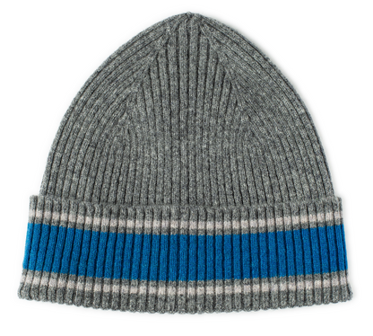 Loudoun Beanie - Grey with Sky Blue