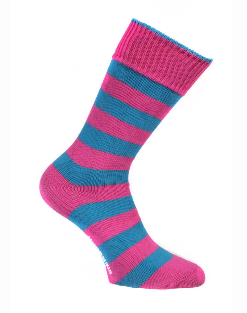 Blue and Pink Striped Lightweight Socks with Seamless Toe