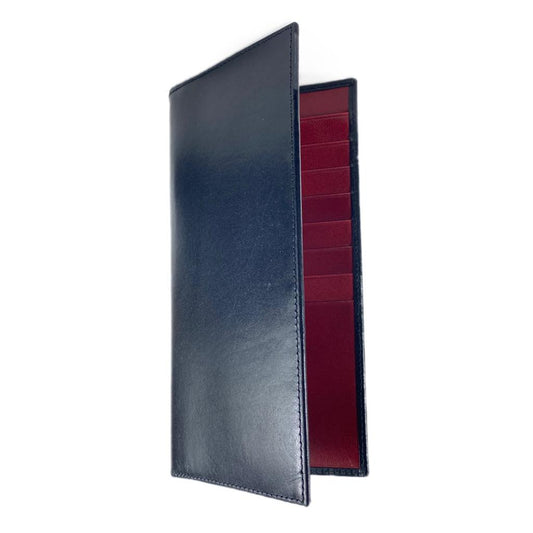 Tall Leather Wallet - Black with Red