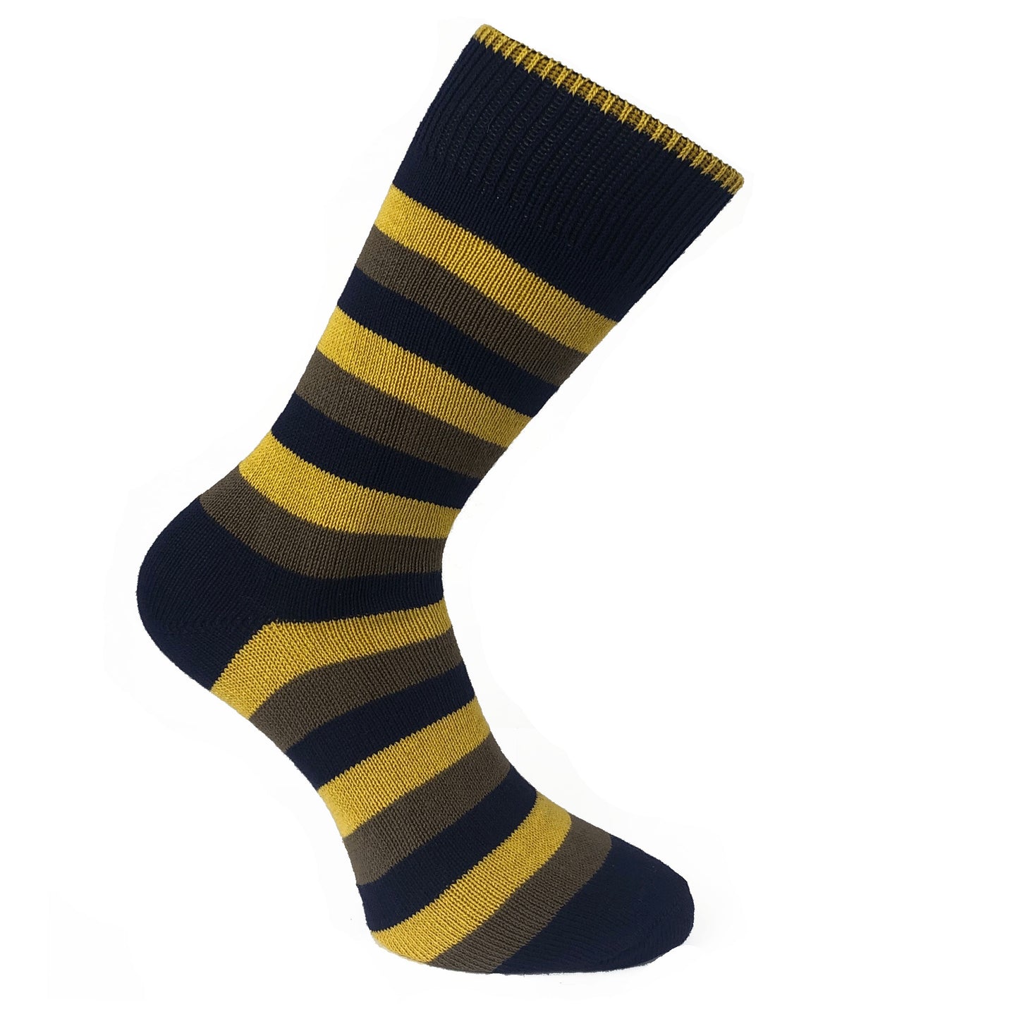 Old Salopian Thin Yellow, Beige and Blue Striped Socks - Seamless Toe ...