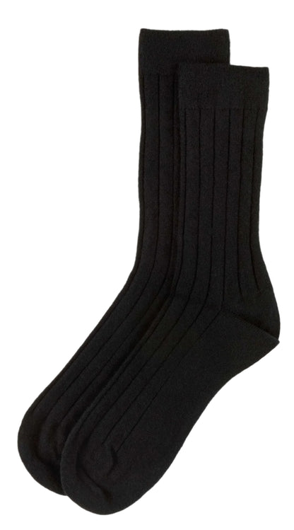 Black Cashmere Ribbed Socks