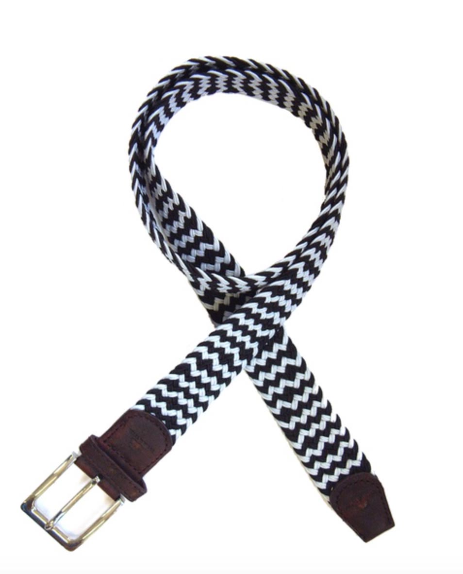 White and Black Woven Belt - Made in Italy