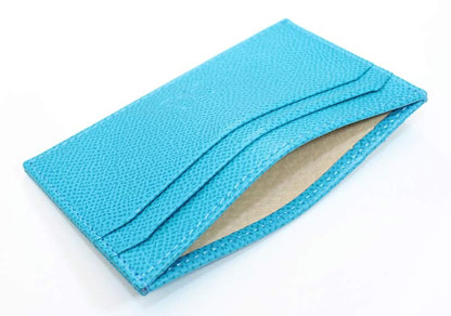 Electric Blue Leather Cardholder - Handmade with Suede Lining