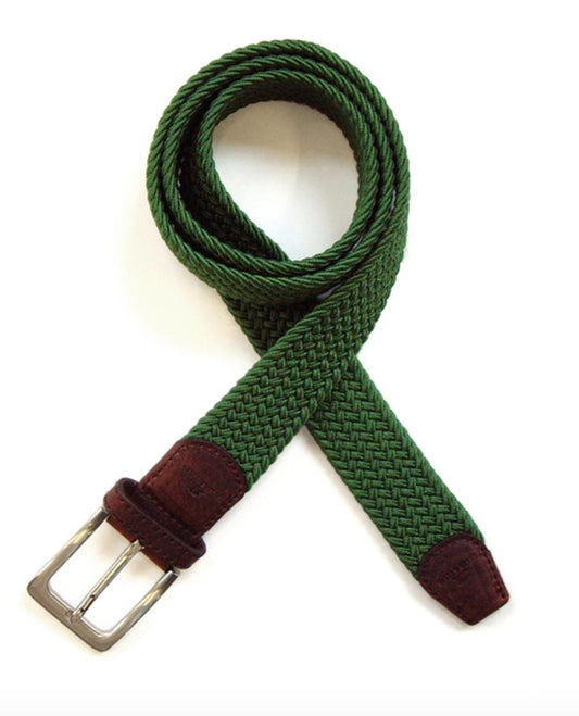 Green Woven Elasticated Belt - Made in Italy