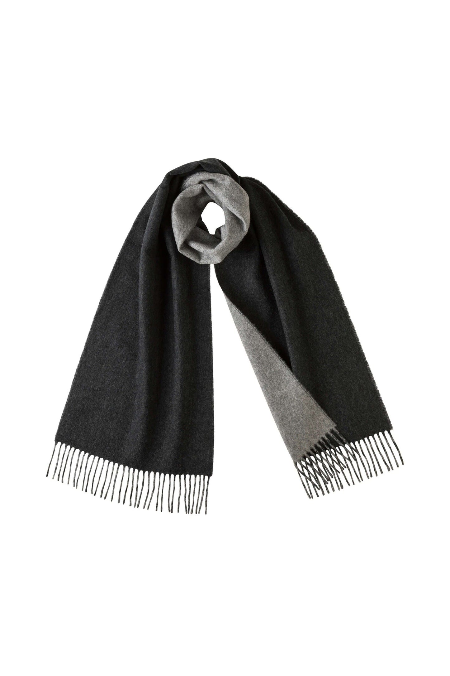 Reversible Charcoal & Light Grey Cashmere Scarf
