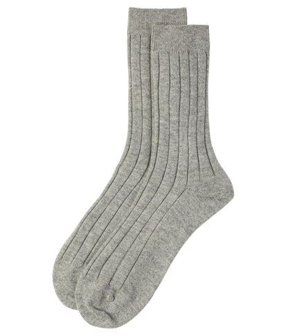 Light Grey Cashmere Ribbed Socks