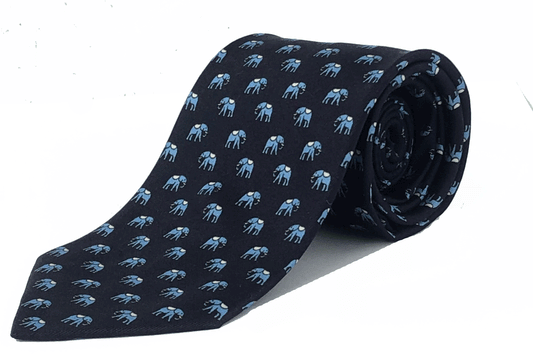 Navy Elephant Tie