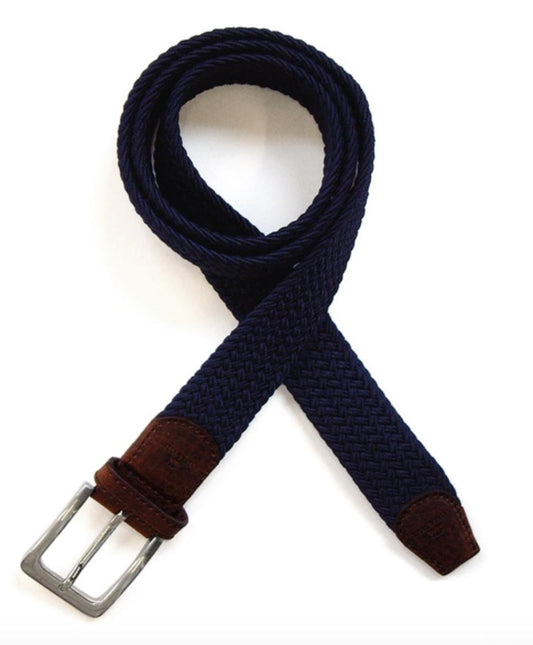 Navy Belt Woven Elasticated Belt - Made in Italy