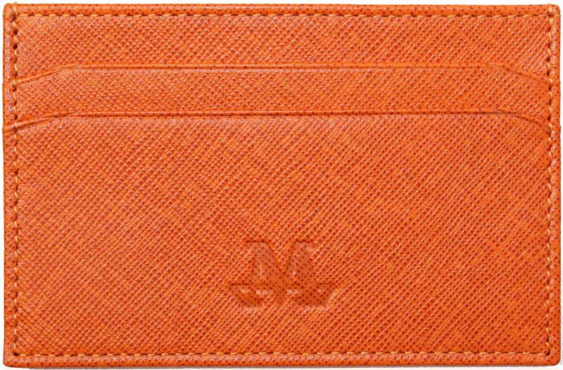 Burnt Orange Coloured Leather Cardholder - Handmade with Sued Lining