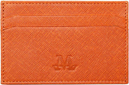 Burnt Orange Coloured Leather Cardholder - Handmade with Sued Lining