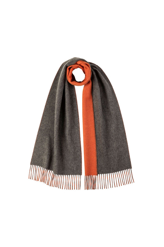 Reversible Orange & Grey Cashmere Scarf