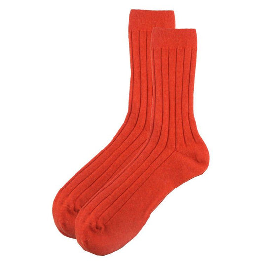 Orange Cashmere Ribbed Socks