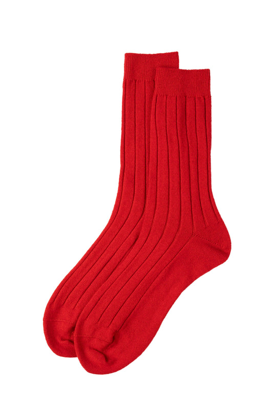 Red Cashmere Ribbed Sock