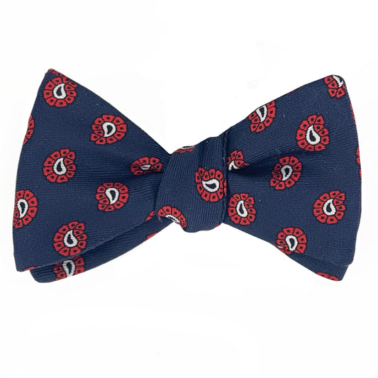 Navy with Red & White Paisley Bow Tie