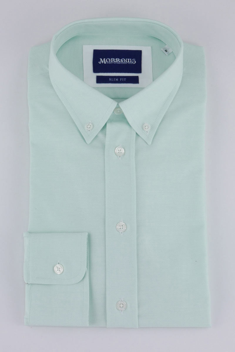 Mint Green Oxford Shit - Slim Fit 100% Cotton - Folded Flat